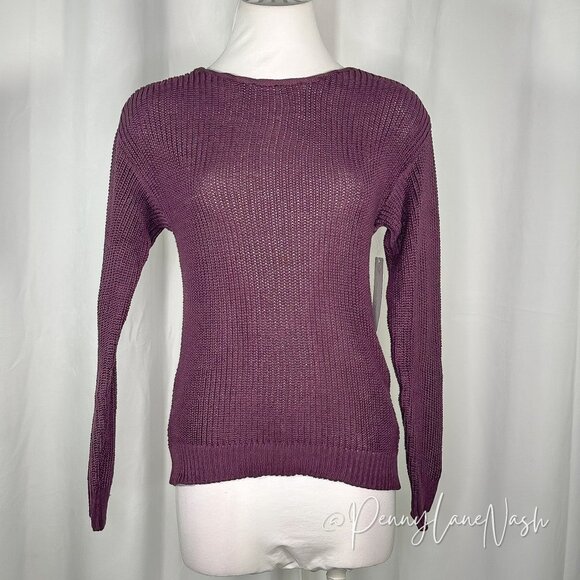 Lizard Thicket Lace Up Back Sweater Size Small Dark Plum - Picture 1 of 11